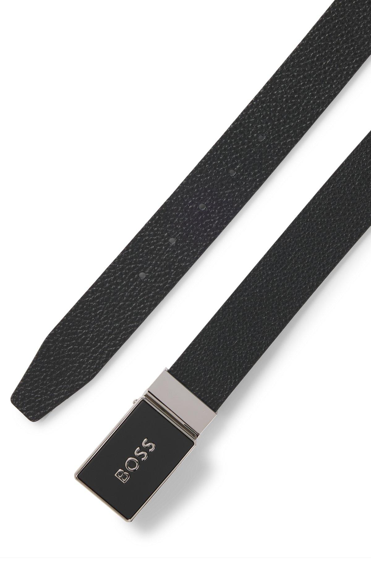 Reversible leather belt with plaque buckle Product Image
