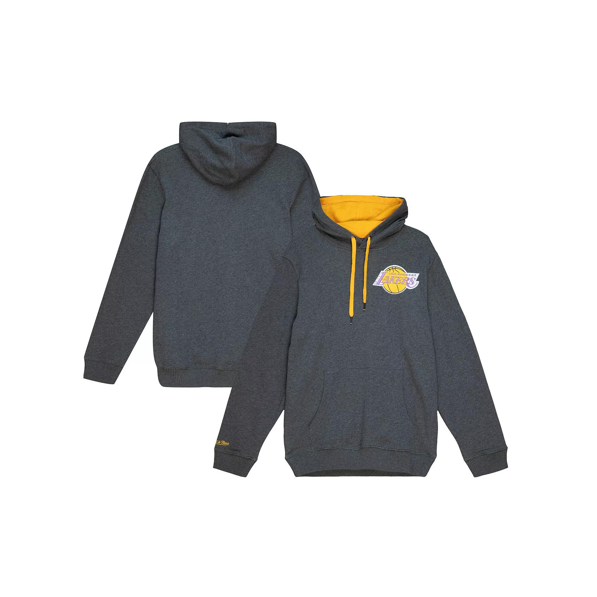 Mens Mitchell & Ness Heather Gray Los Angeles Lakers Hardwood Classics Classic French Terry Pullover Hoodie Product Image