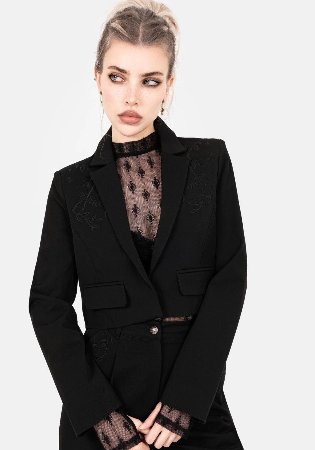 Mona Embroidered Crop Blazer Product Image