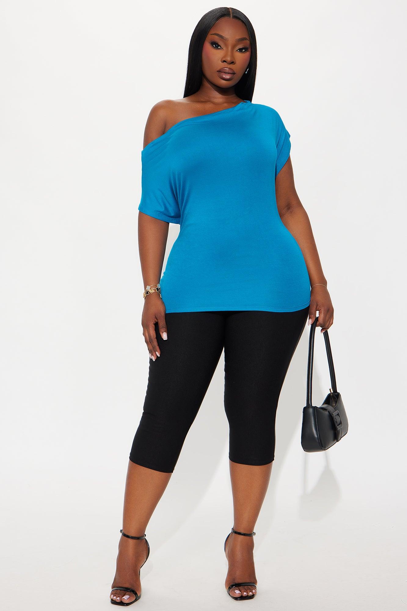 Eva Effortless One Shoulder Top - Teal Female Product Image