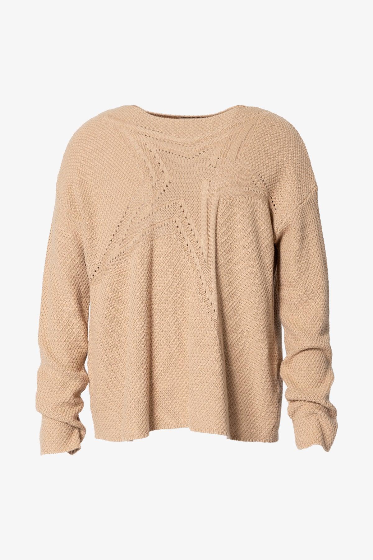 Boat Neck Star Sweater - Tan Product Image