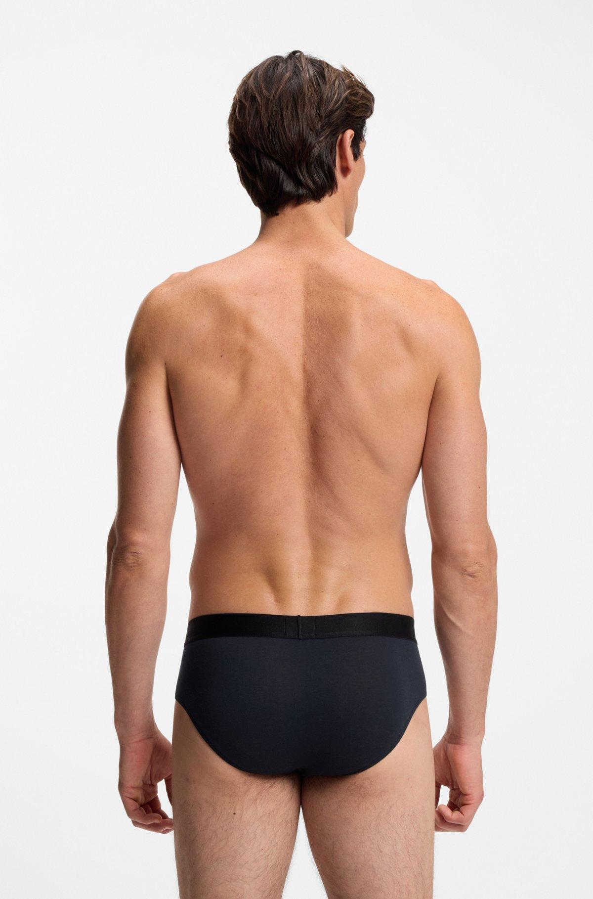 Three-pack of logo-waistband briefs in stretch cotton Product Image