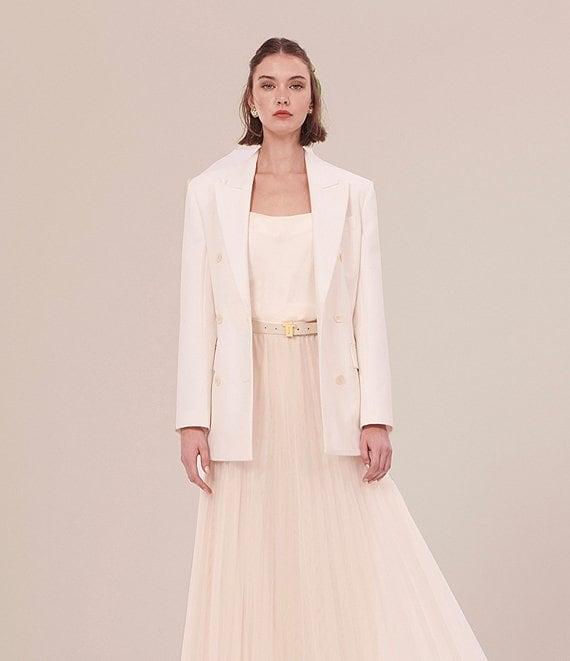 Tara Jarmon Tess Woven Satin Scoop Neck Pearl Detail Spaghetti Strap Tank Top Product Image