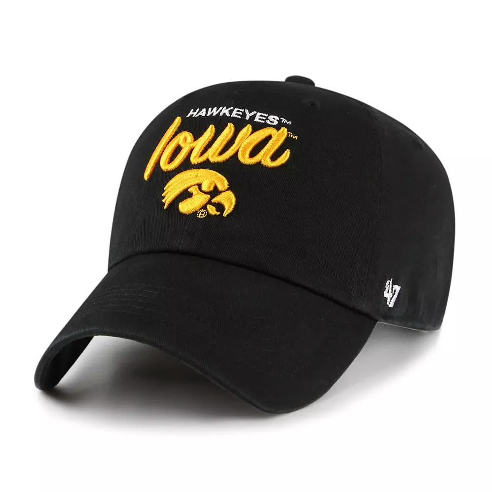 Women's '47 Black Iowa Hawkeyes Phoebe Clean Up Adjustable Hat Product Image