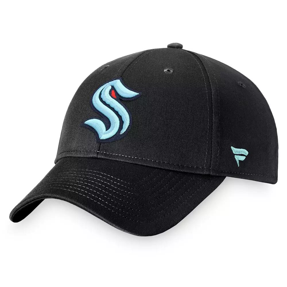 Men's Fanatics Branded Black Seattle Kraken Logo Core Adjustable Hat, Krk Black Product Image