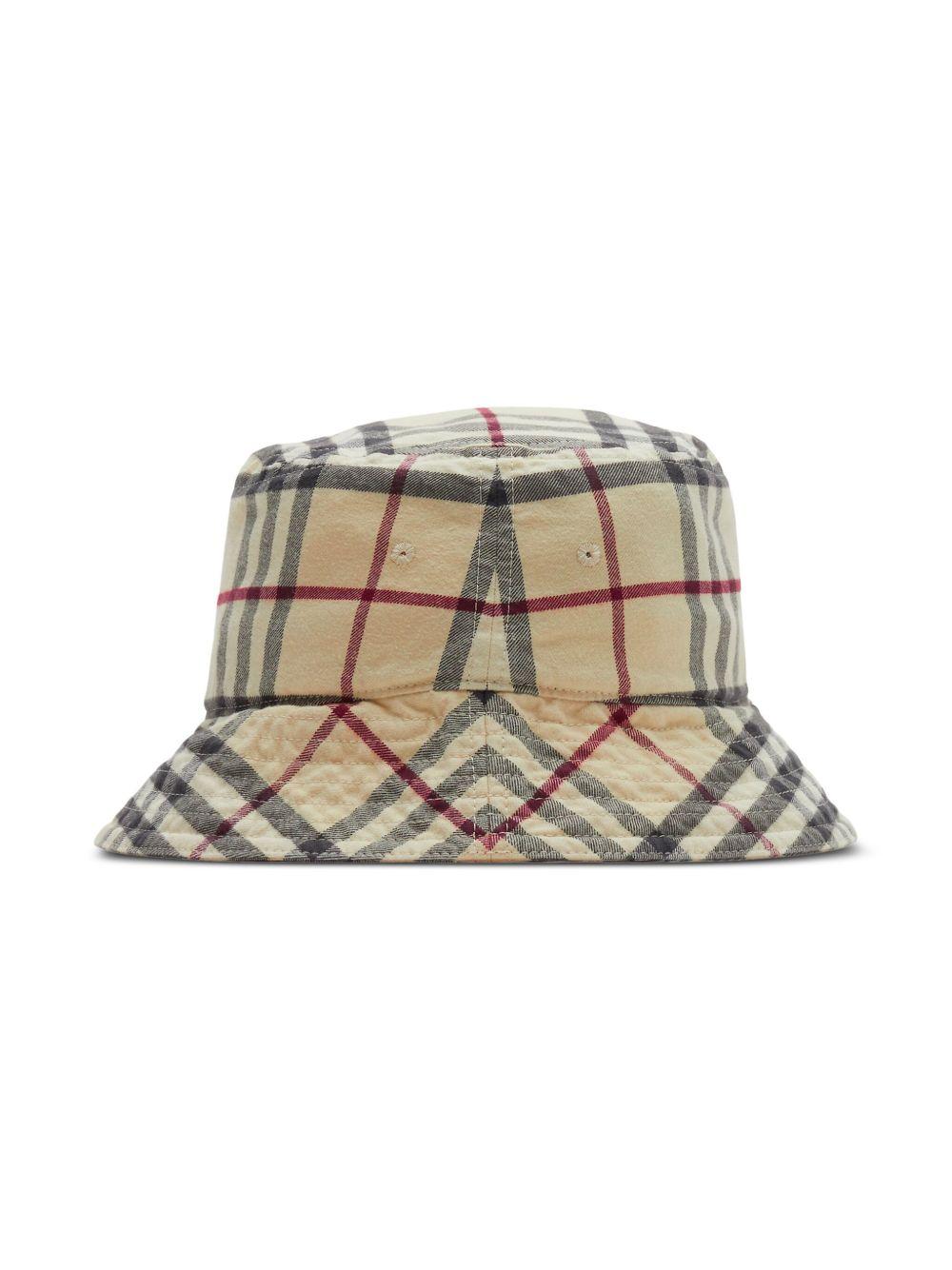 Vintage Check-pattern cotton bucket hat Product Image