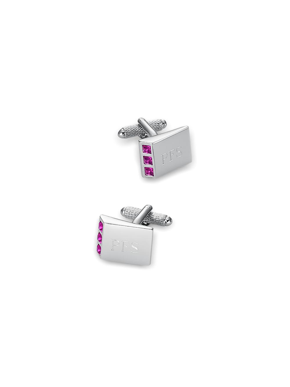 Crystal Side Engravable Cufflinks - Purple Product Image