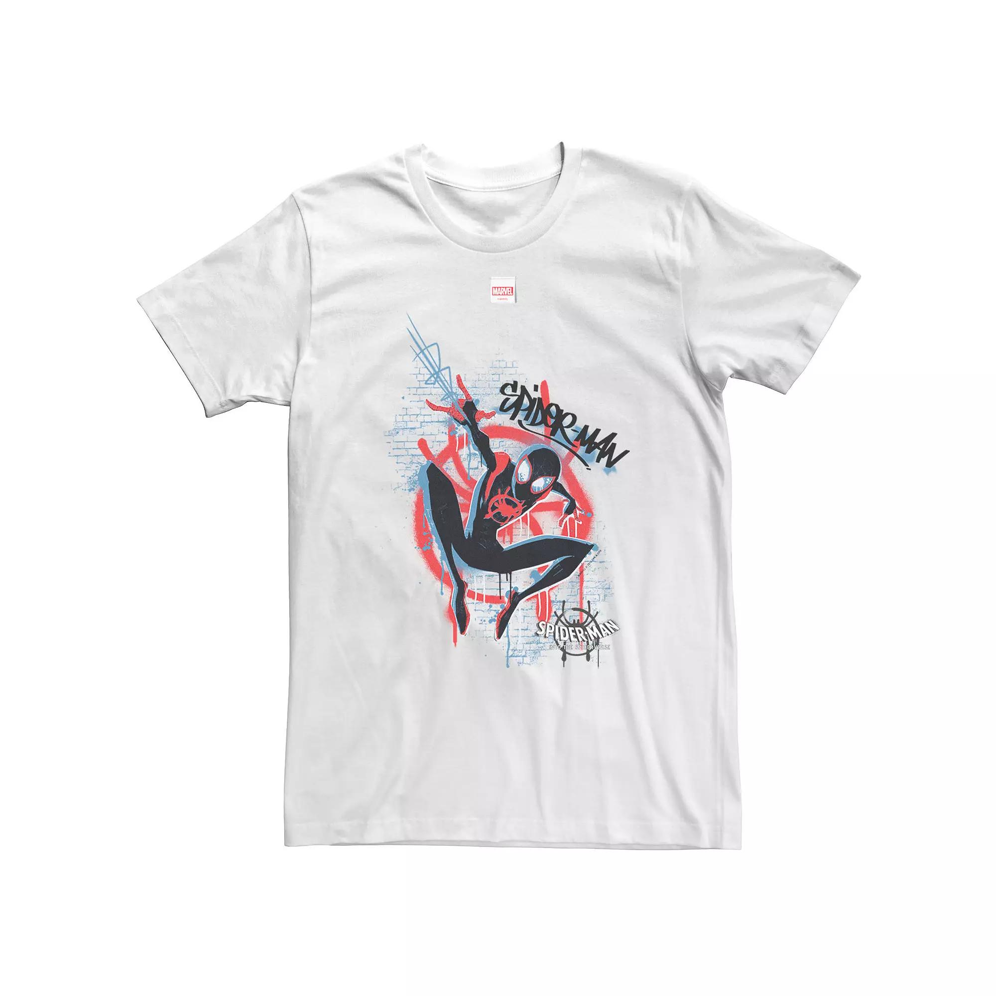 Big & Tall Marvel Spiderverse Blue Red Brick Graffiti Tee, Men's,  Product Image