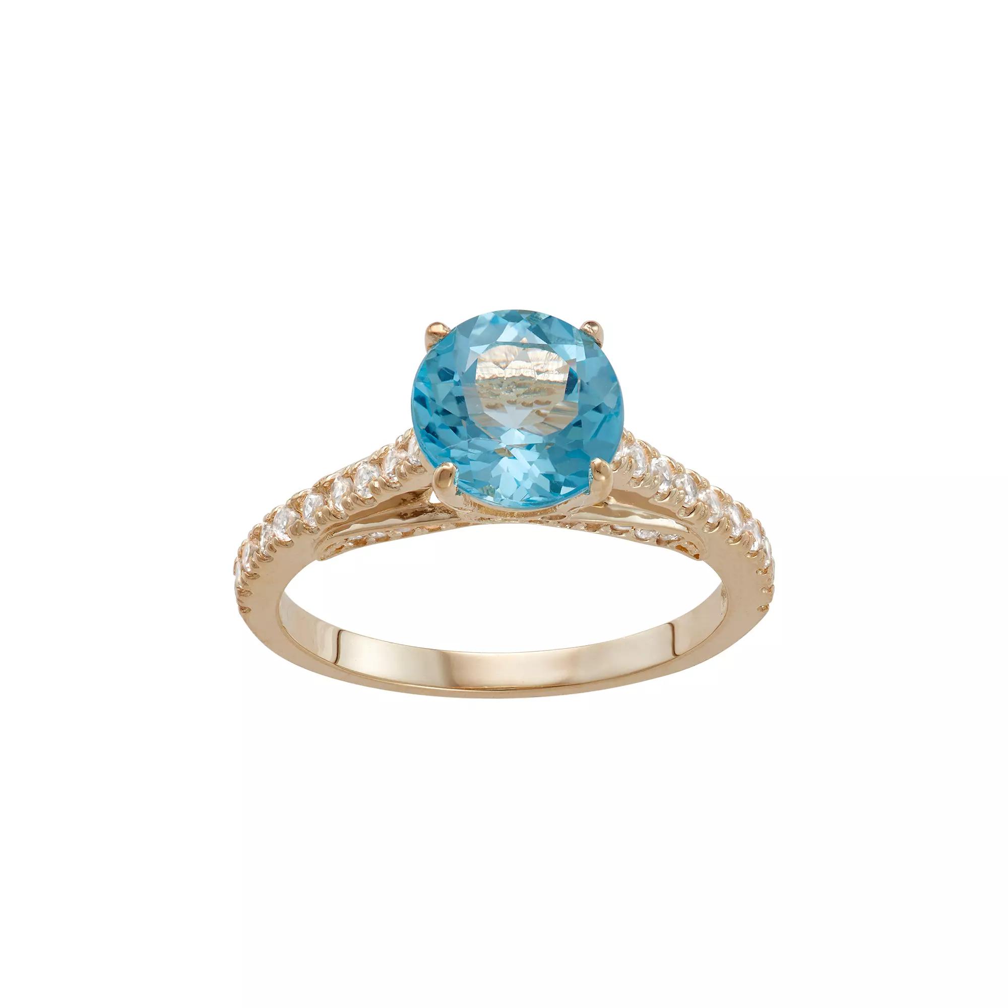 Designs by Gioelli 10k Gold Swiss Blue Topaz & Lab-Created White Sapphire Ring, Women's, Size: 7 Product Image