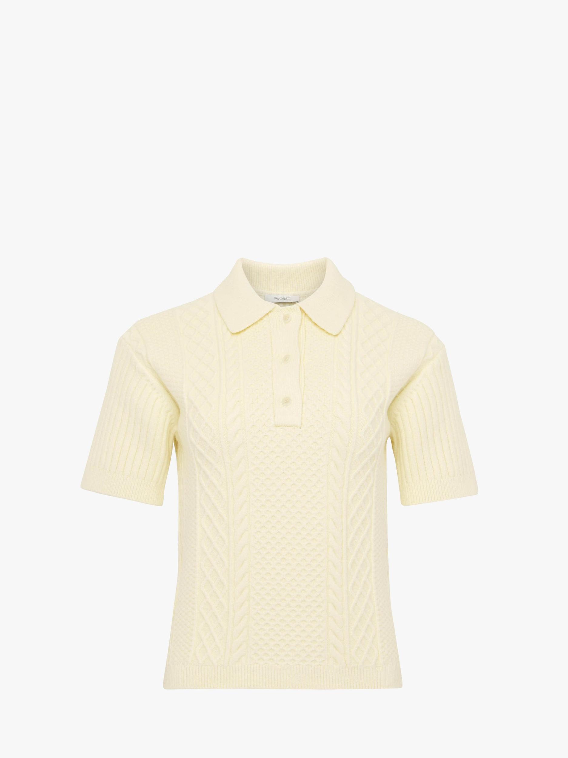 CROPPED CABLE KNIT POLO Product Image