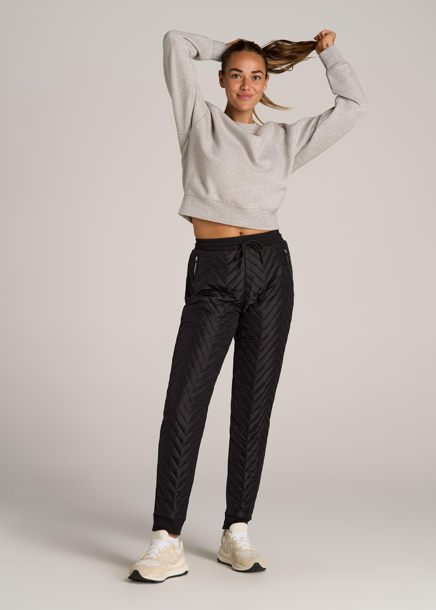 Quilted Joggers for Tall Women in Black Female Product Image
