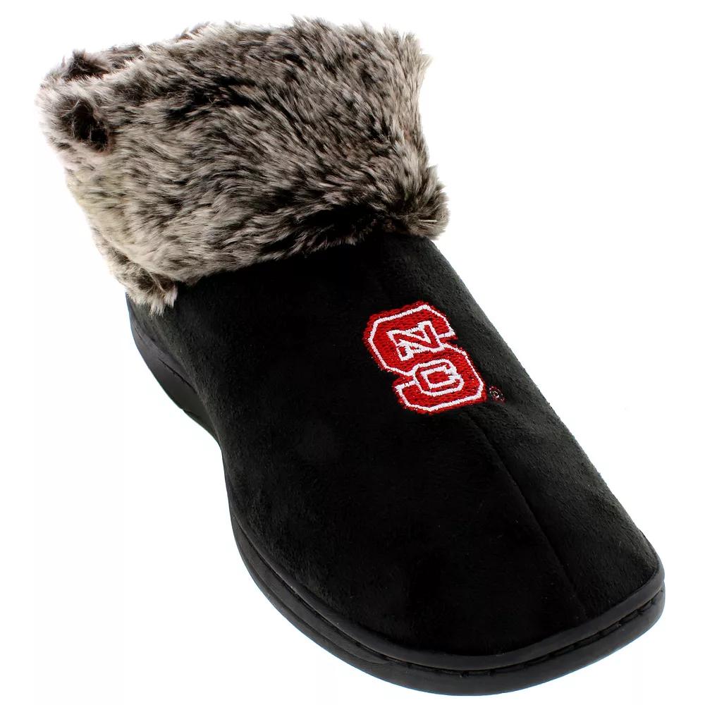 North Carolina State Wolfpack Faux-Fur Slippers, Women's, Size: Small, Nst Black Product Image