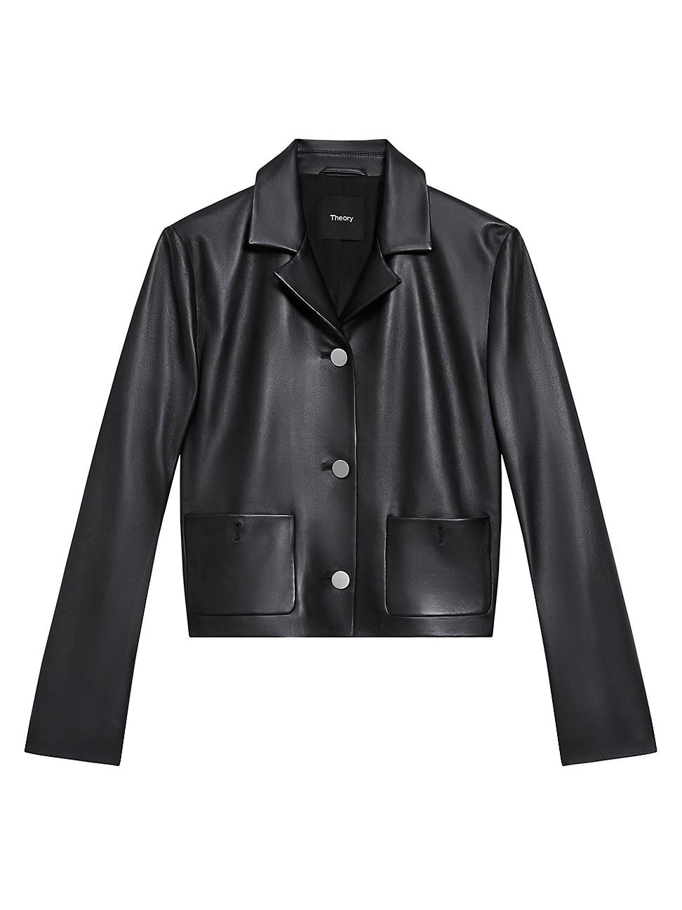 Womens Leather Cropped Boxy Jacket Product Image