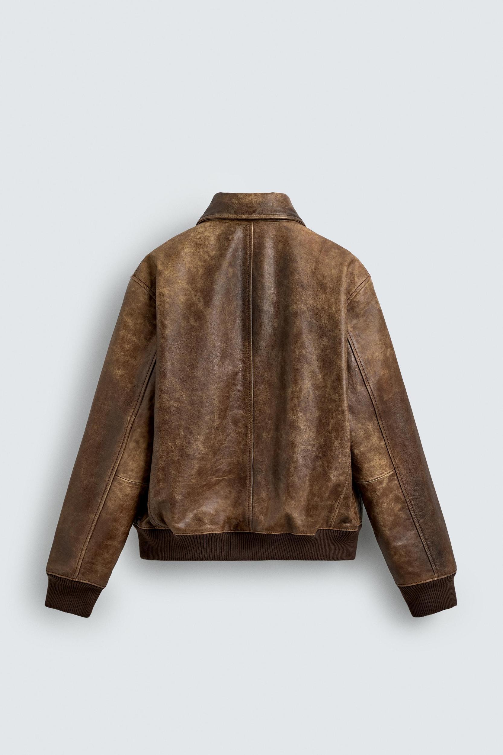VINTAGE EFFECT LEATHER JACKET Product Image