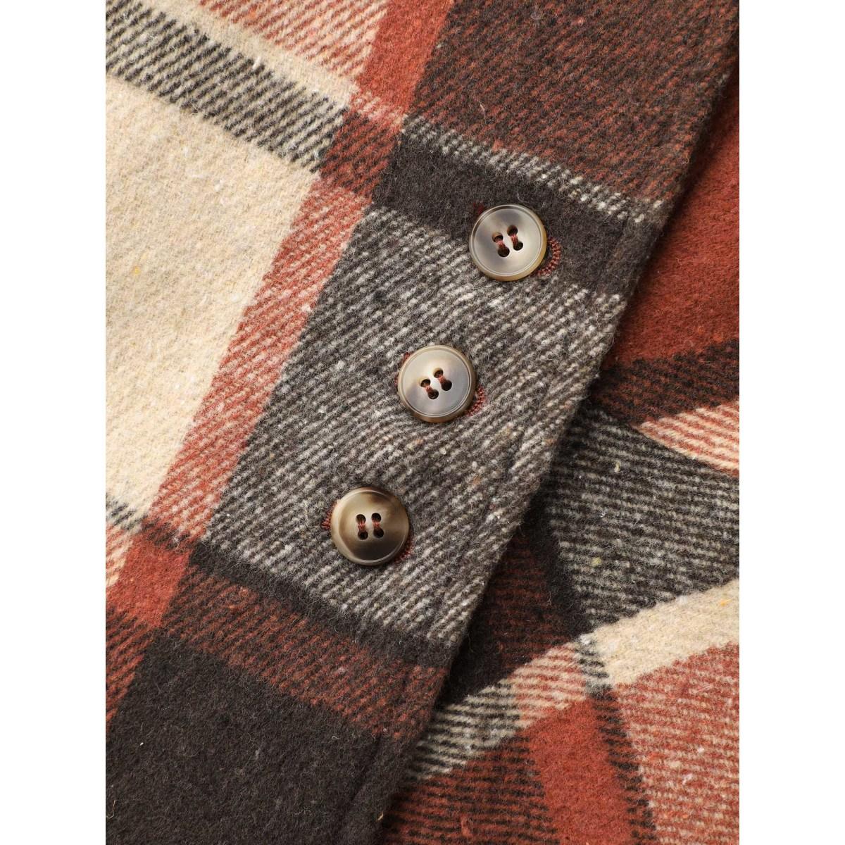 Plus Size Plaid Lapel Collar Waist Button Coat Women Yellowishbrown Elegant Button Ladies Everyday Winter Coats BloomChic 10/M Product Image