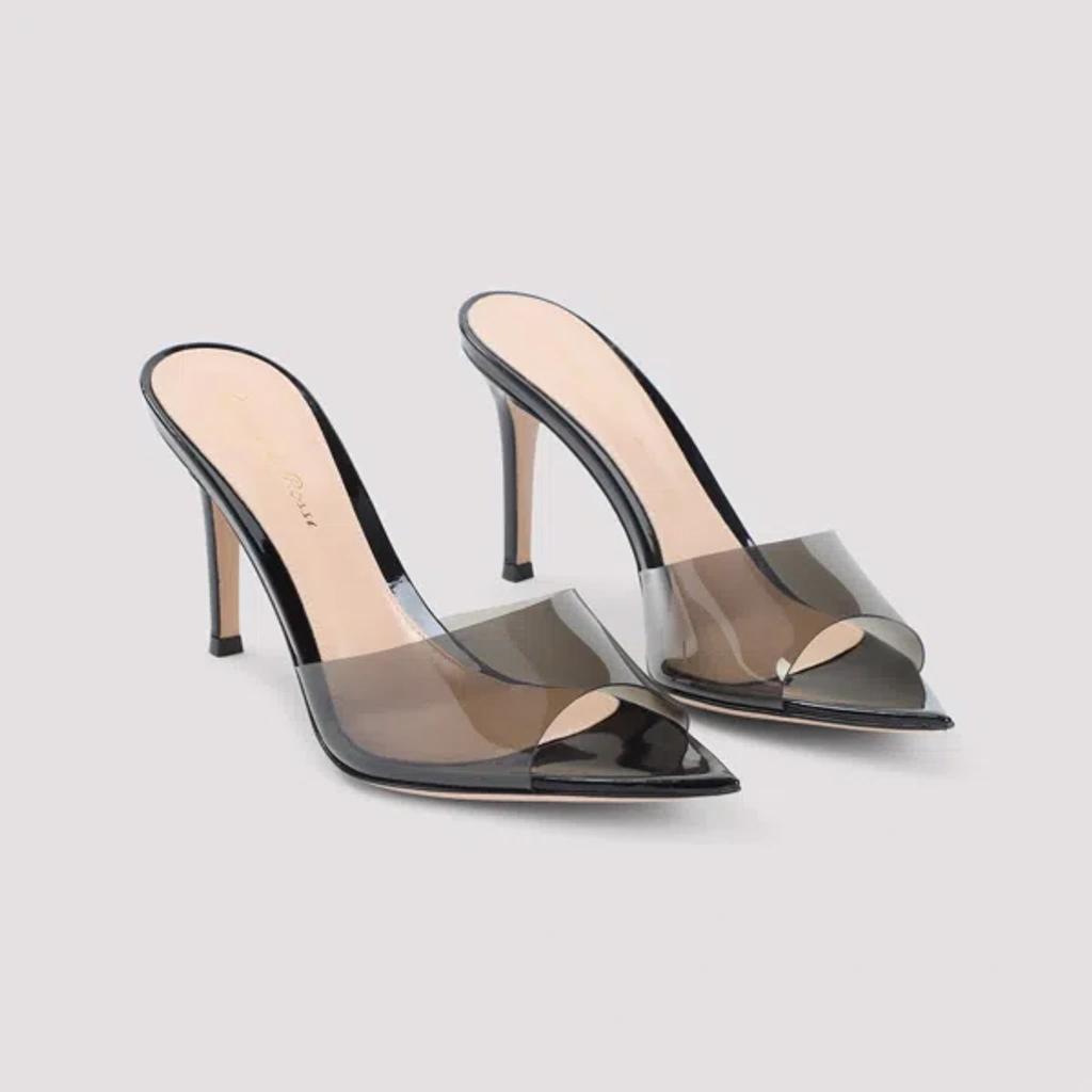 GIANVITO ROSSI Elle 85 Pvc And Patent-leather Mules In Black Product Image