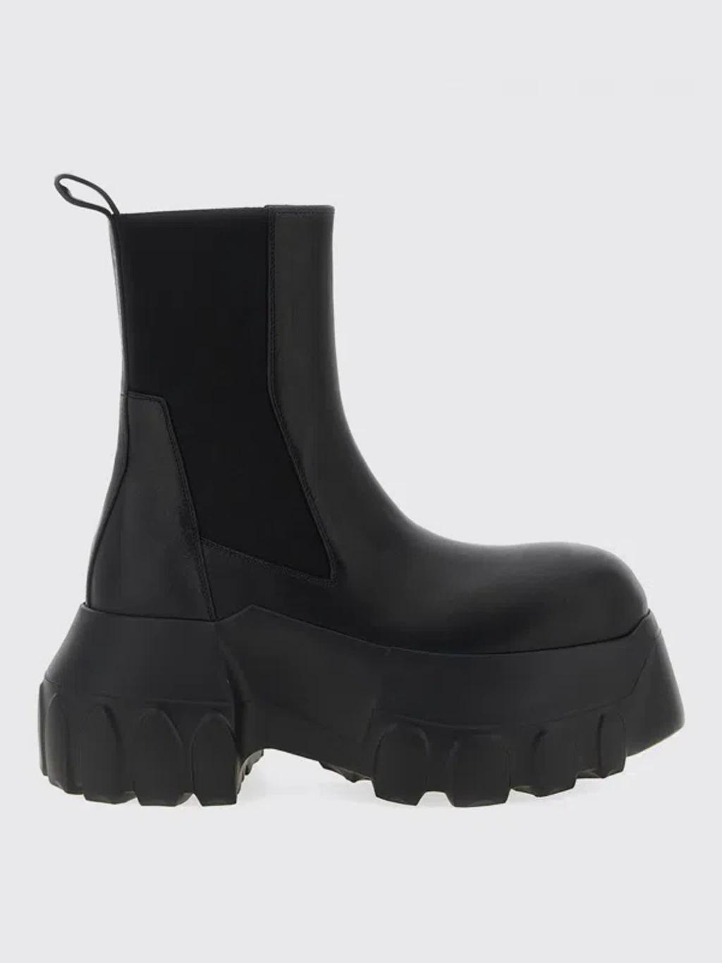 RICK OWENS Beatle Mega Tractor Leather Chelsea Boots In Black Product Image