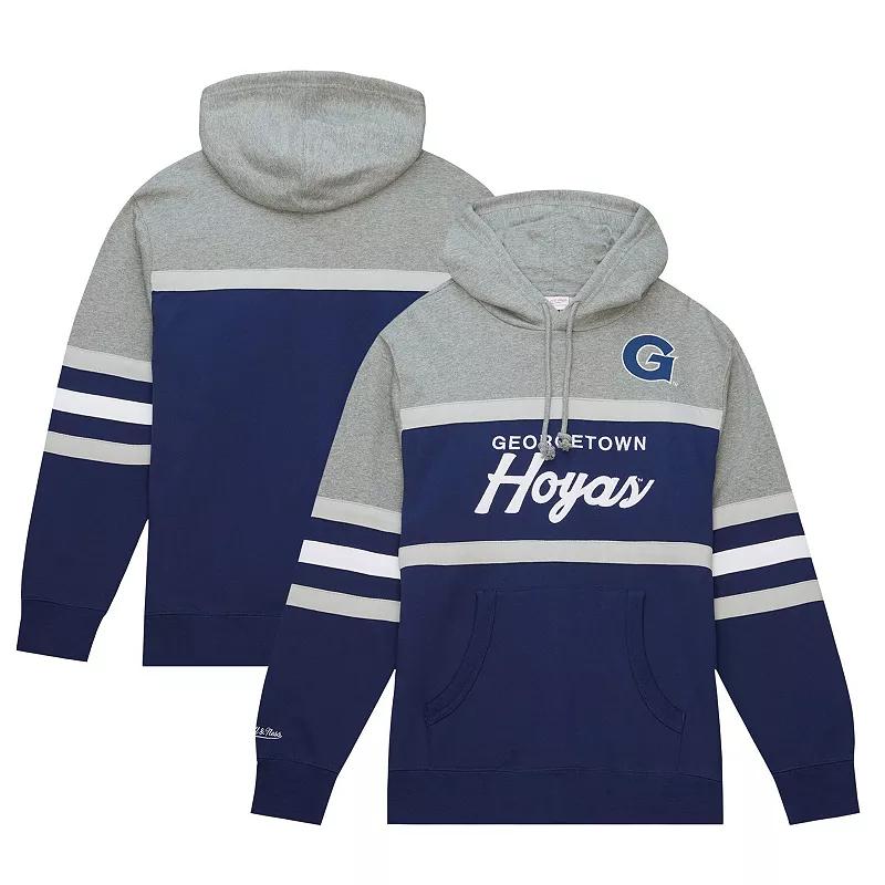 Men's Mitchell & Ness Navy Georgetown Hoyas Head Coach Pullover Hoodie, Size: Large, Grg Blue Product Image