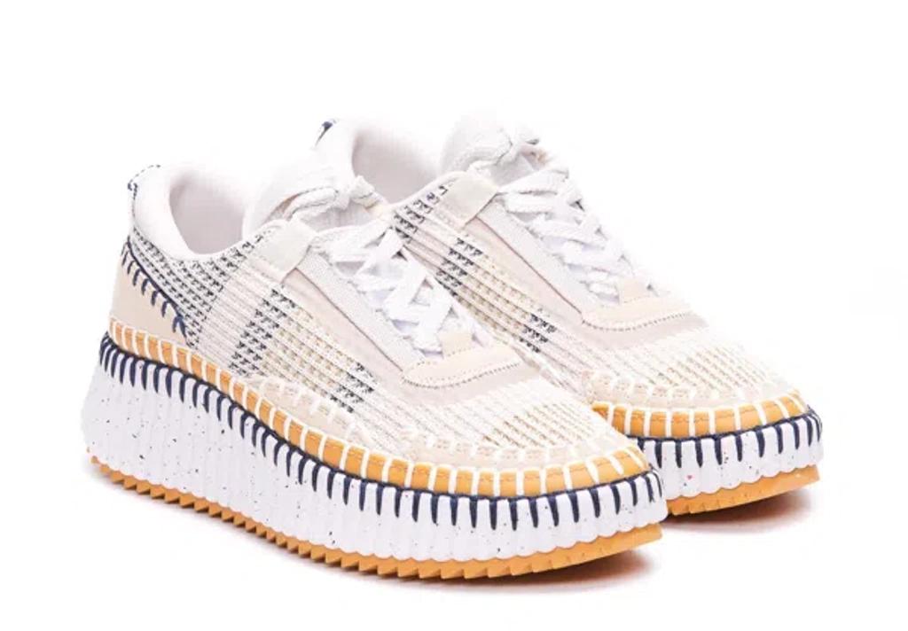 CHLOÉ Nama Embroidered Suede And Recycled-mesh Sneakers In Biscotti Beige Product Image