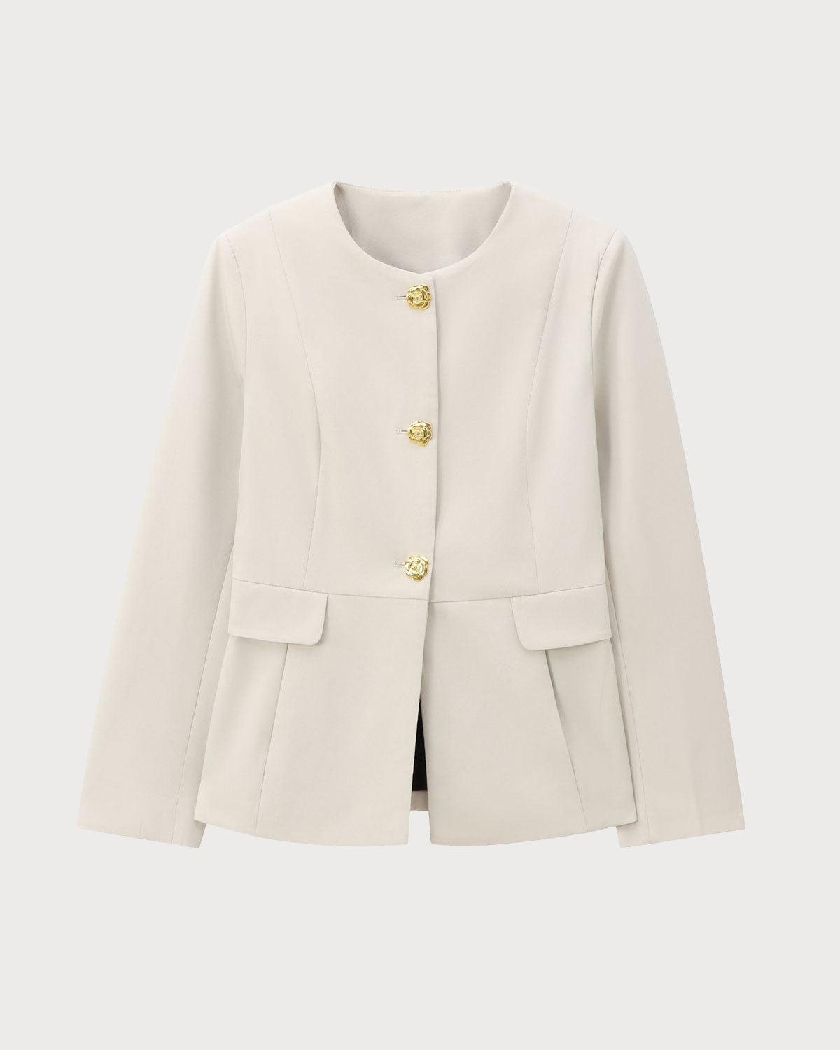 Apricot Button Pocket Blazer Product Image