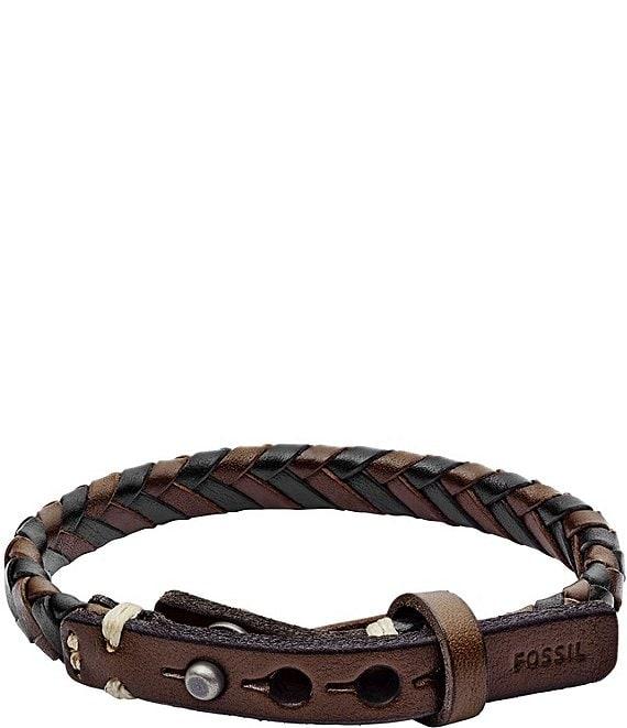 Fossil Braided Woven Leather Adjustable Line Bracelet Product Image