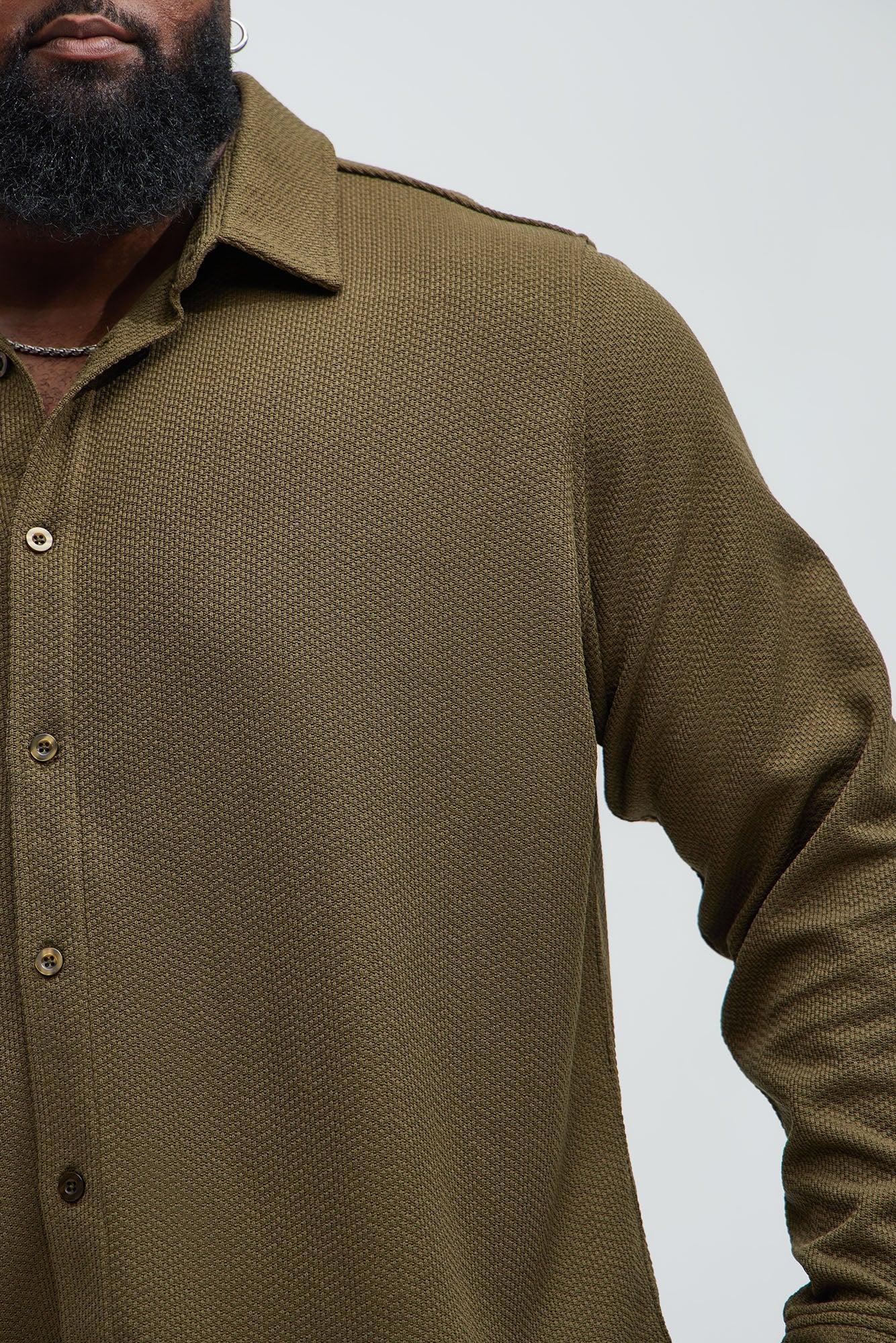 Find Here Textured Shirt - Olive Product Image