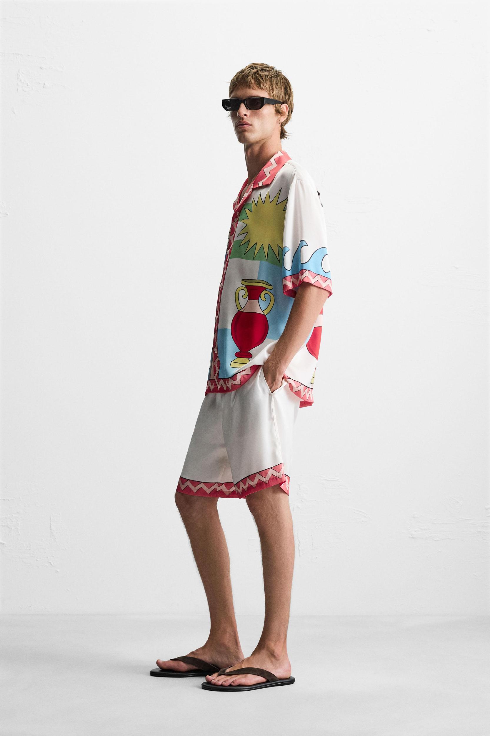 SATIN SHORTS WITH CONTRAST STRIPES Product Image