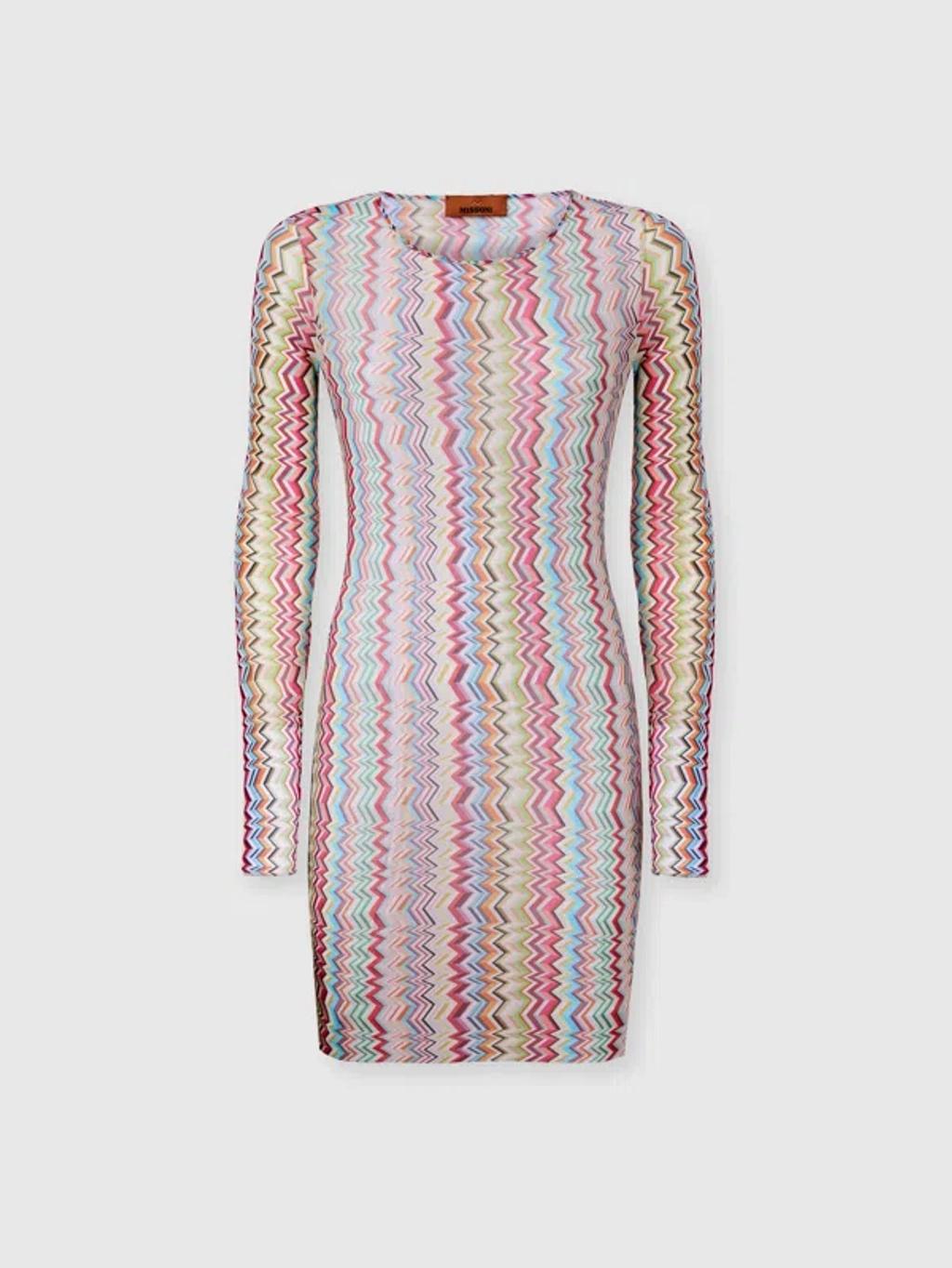 MISSONI Long-sleeve Zigzag Printed Tulle T-shirt In Multi Product Image