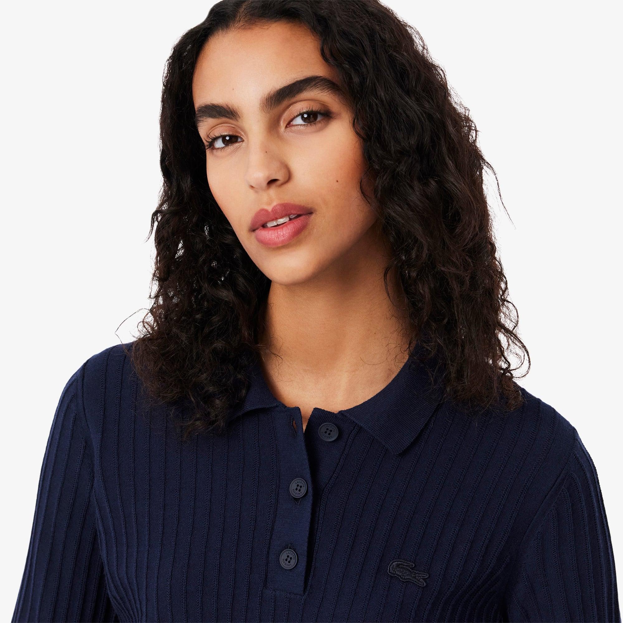 Regular Fit Ribbed Knit Polo Shirt Product Image