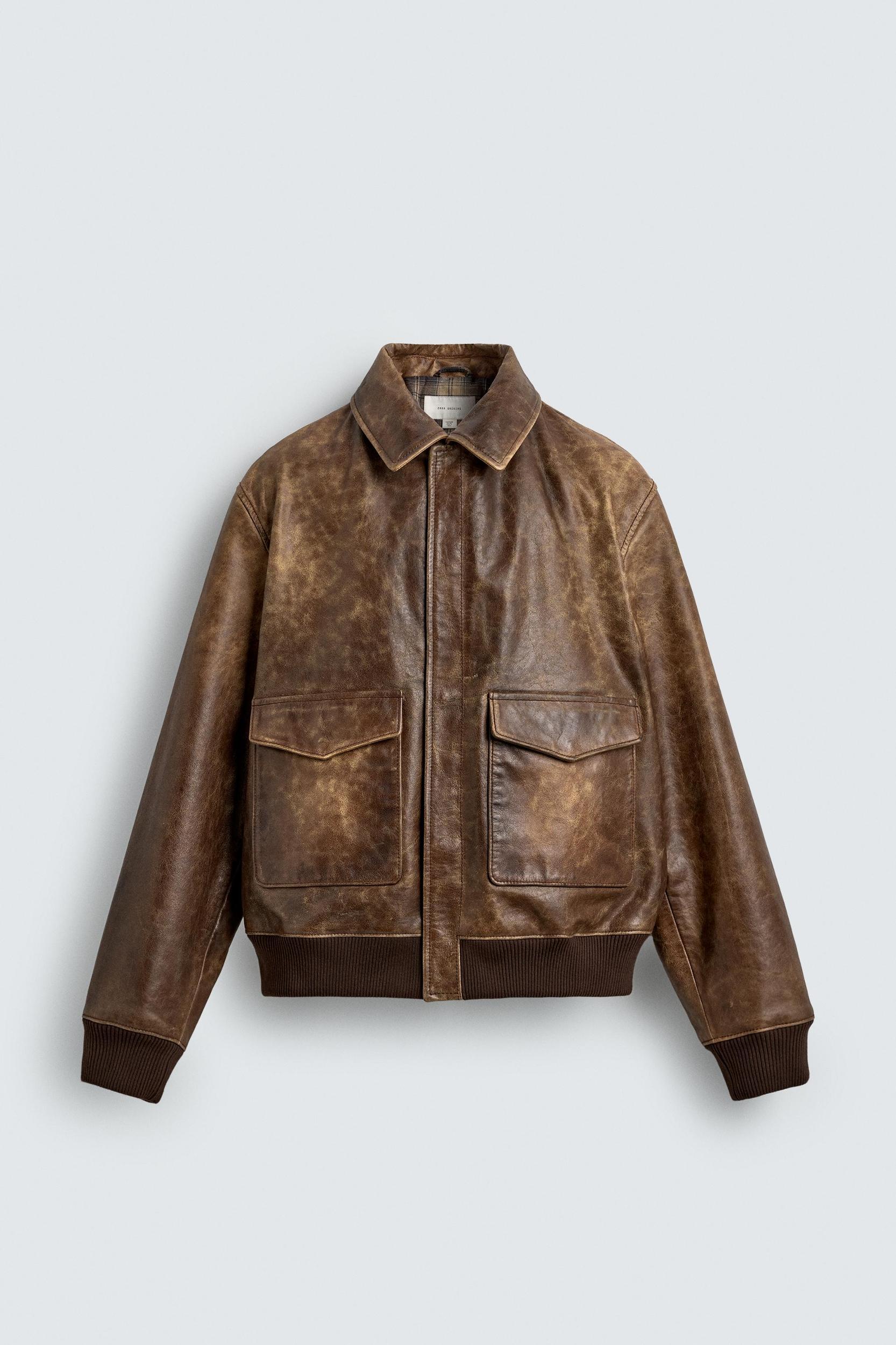 VINTAGE EFFECT LEATHER JACKET Product Image