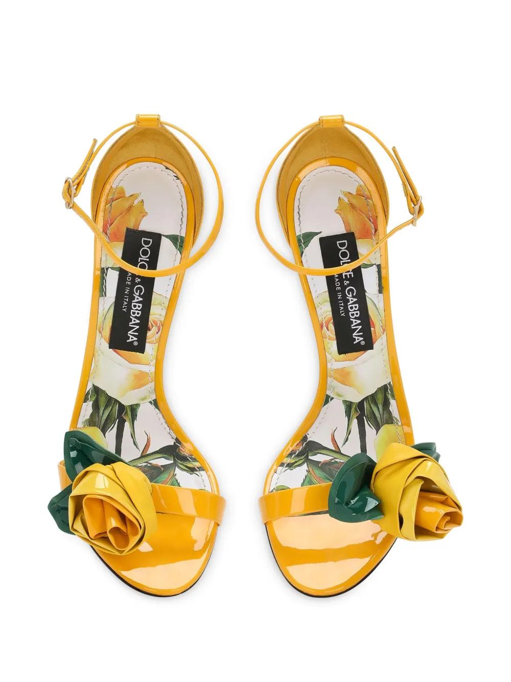 105mm Keira floral-appliqué leather sandals Product Image