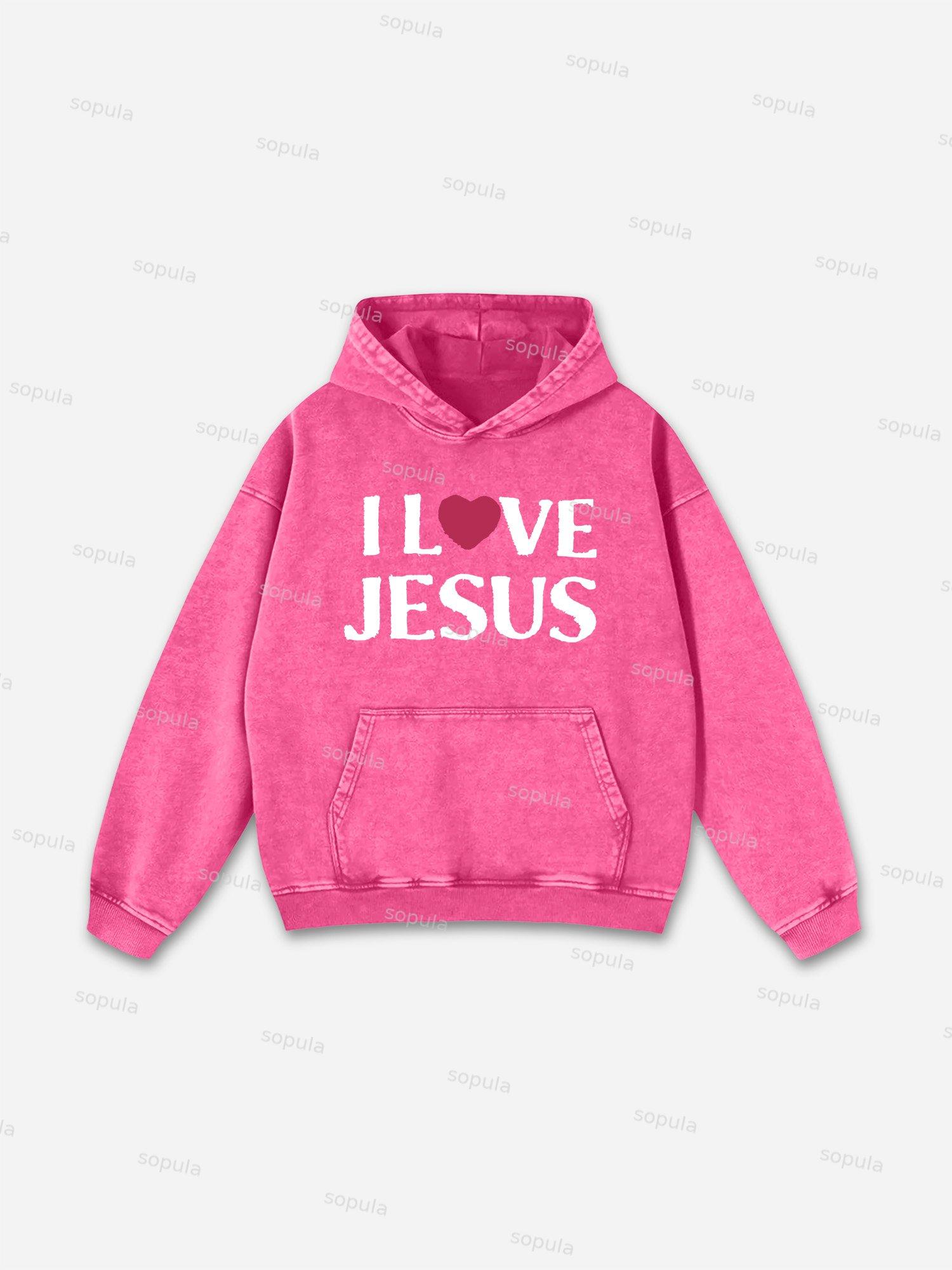 Sopula Trust Jesus Vintage Slogan Graphic Washed Hoodie Product Image