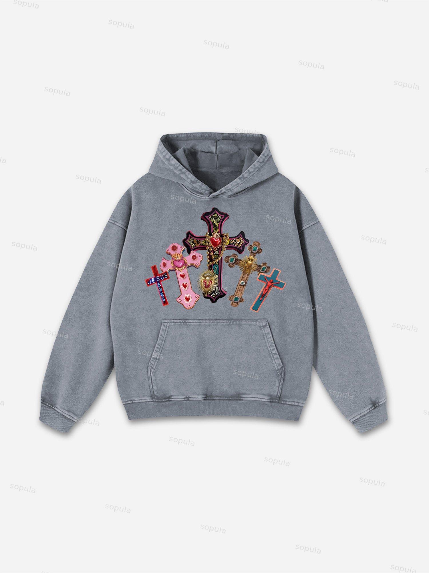 Sopula Rare Radiohead Vintage Print Washed Oversized Zip Up Hoodie Product Image