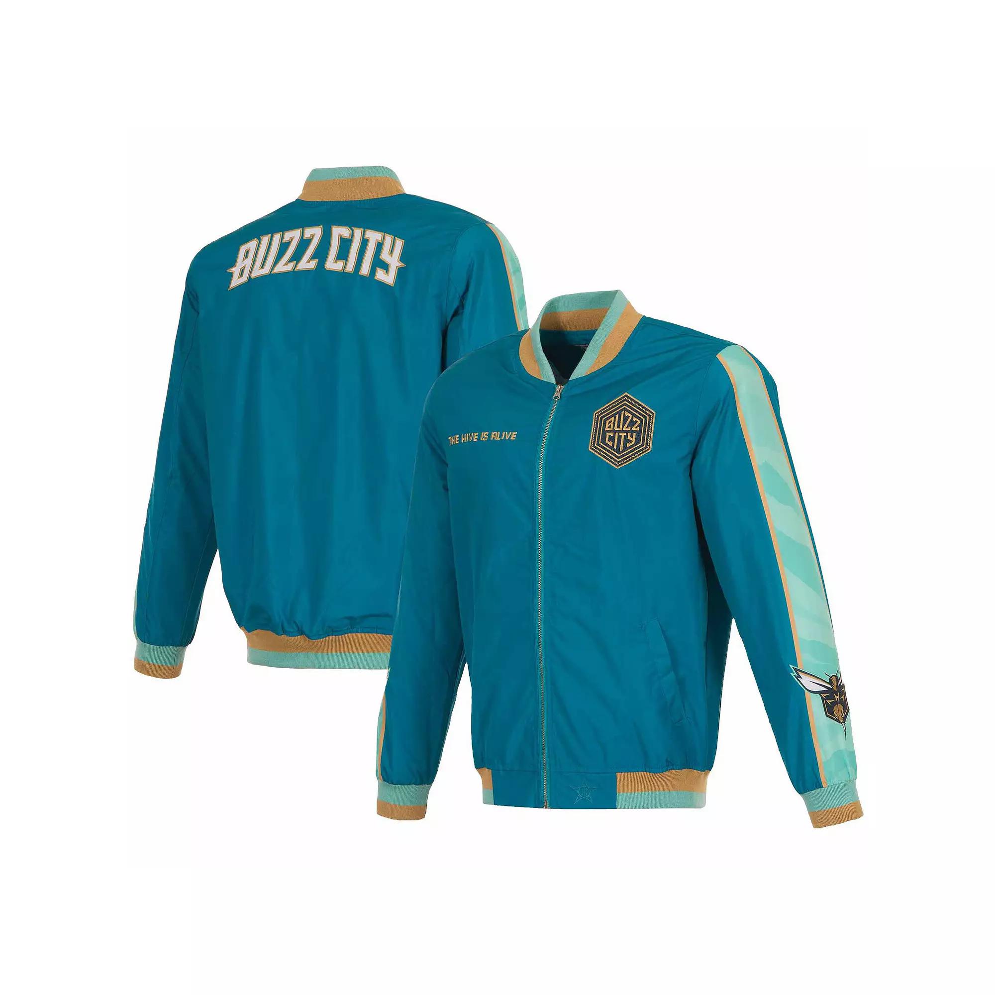 Men's JH Design Teal Charlotte Hornets 2023/24 City Edition Nylon Full-Zip Bomber Jacket, Size: XL, Chr Turquoise A Product Image