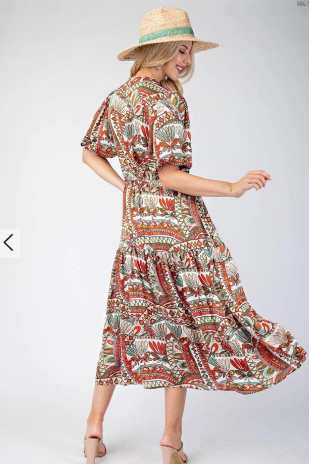 Midi Dress, Bubble Sleeve Product Image