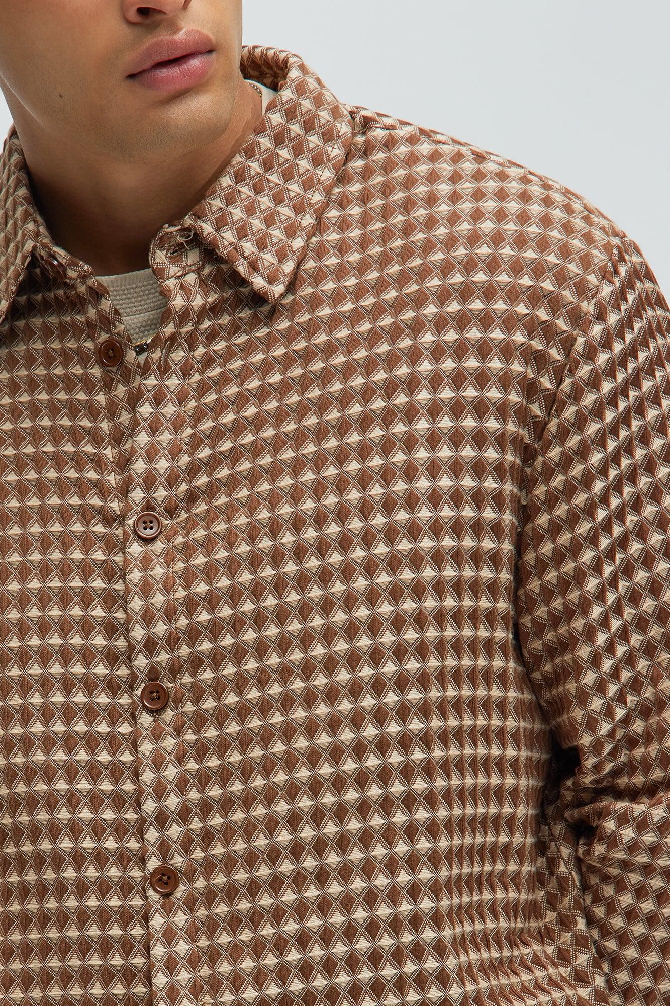 Runnin 'Round Button Up Shirt - Brown/combo Product Image