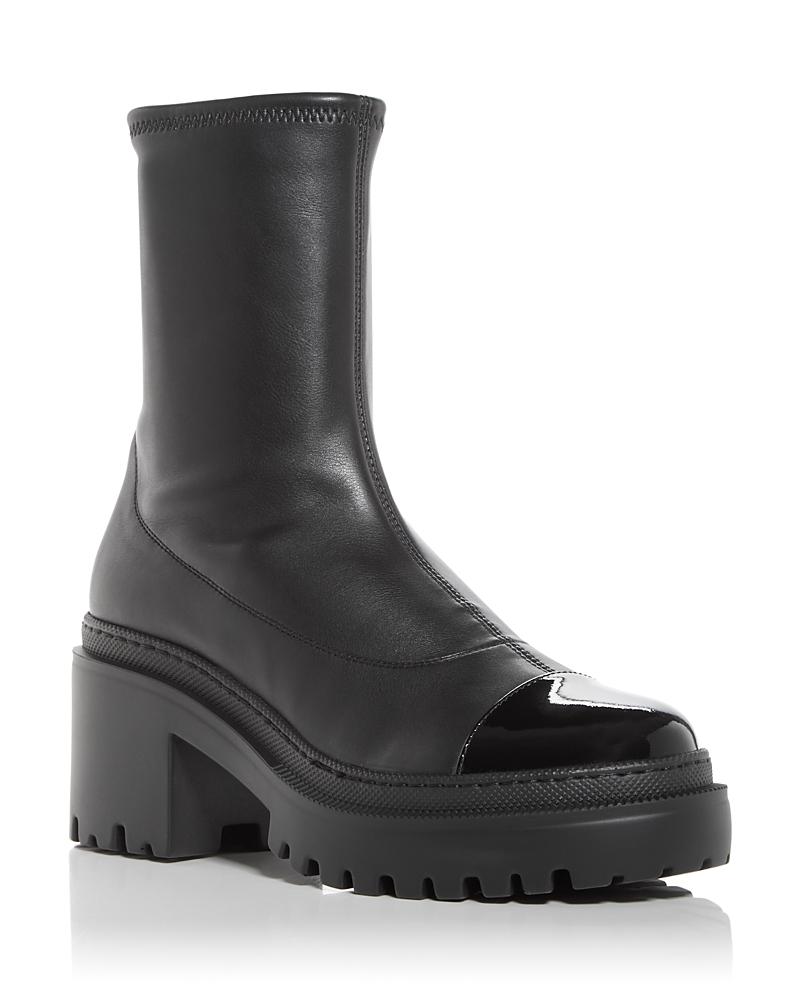 Womens Leather Cap-Toe Platform Ankle Boots Product Image