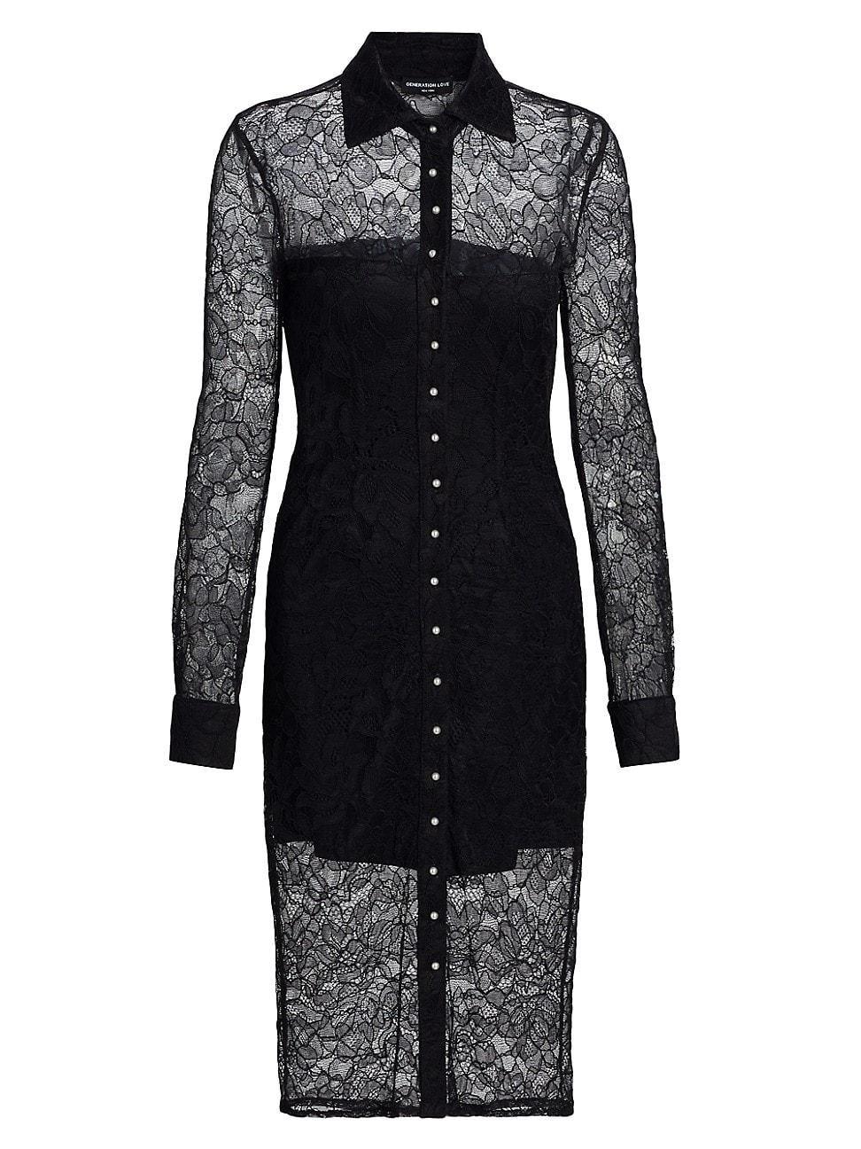 Womens Lorene Lace Button-Front Shirtdress Product Image