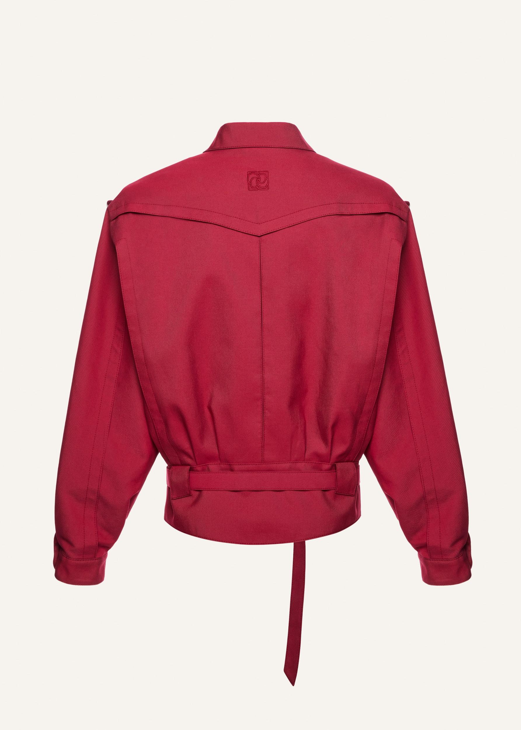 Oversized lyocell jacket in crimson red Product Image