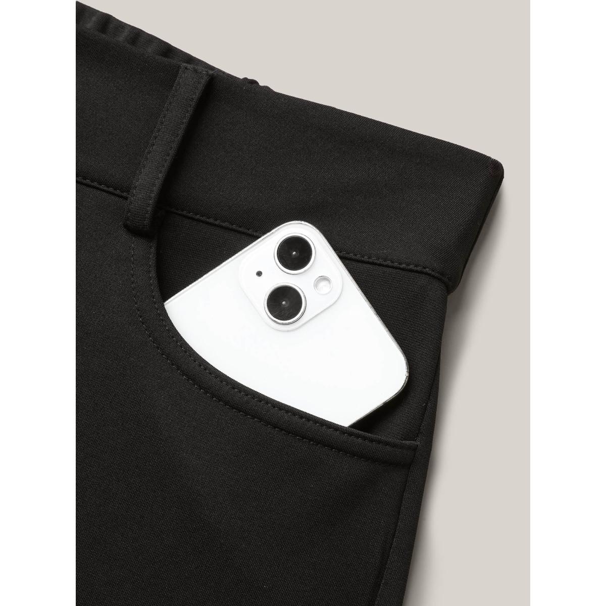 Plus Size Pleated Mid-Rise Bootcut Pants Women Black At the Office Bootcut Mid Rise Work Pants BloomChic 14-16/1X Product Image