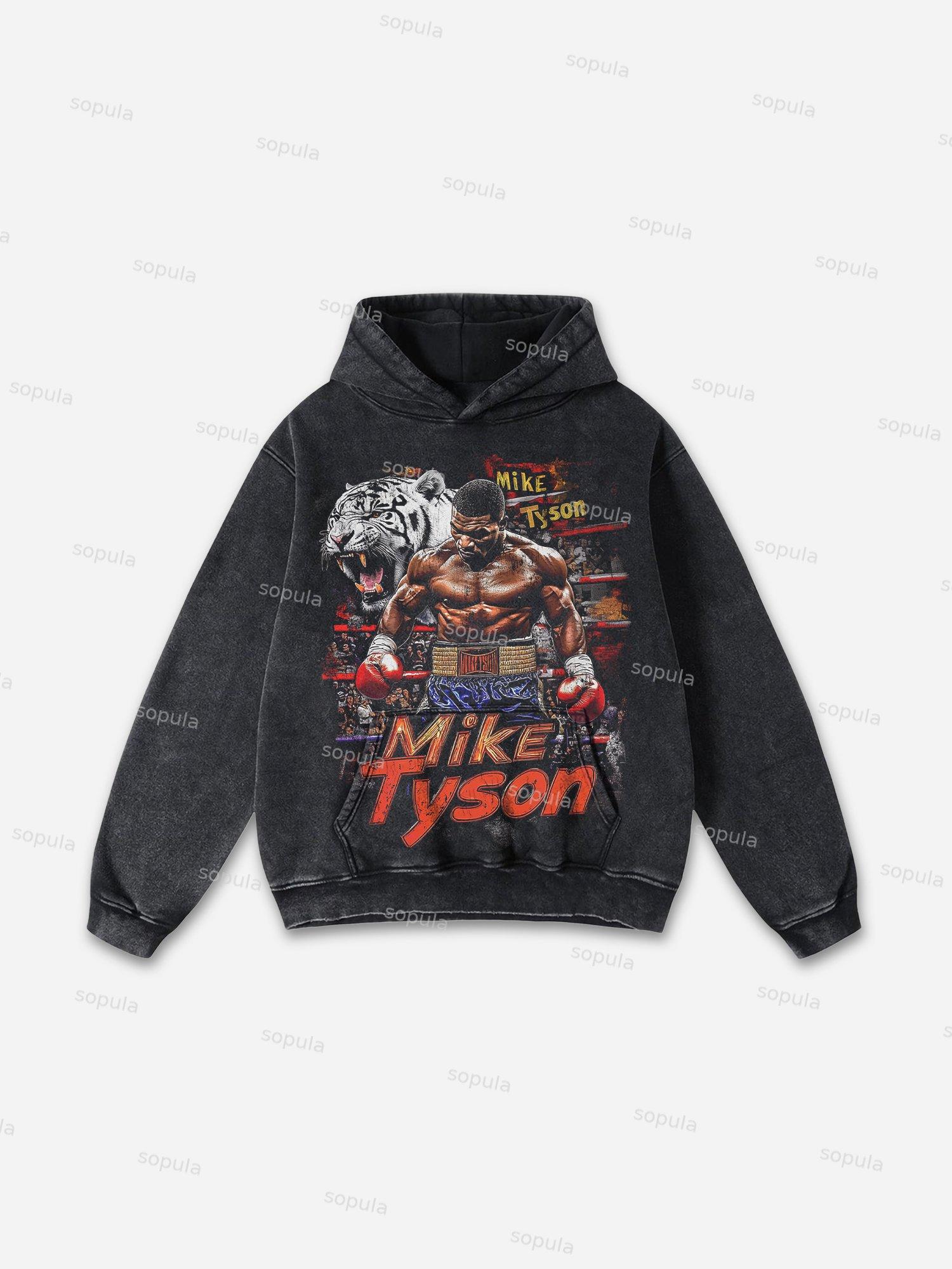 Sopula Virgin Mary Praying Washed Pocket Hoodie Product Image