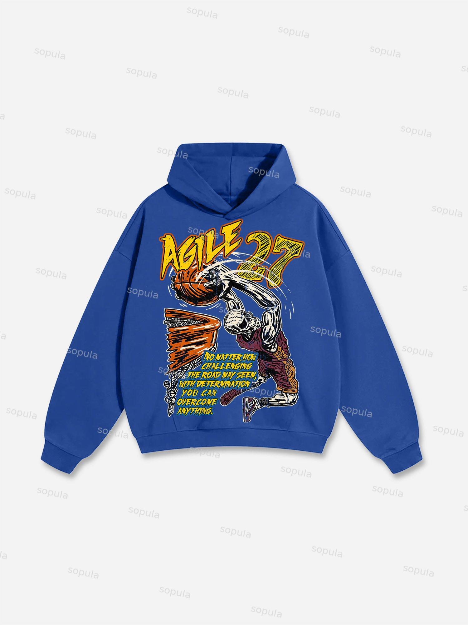 Shooting Basketball Graphic Print Cotton Hoodie Product Image