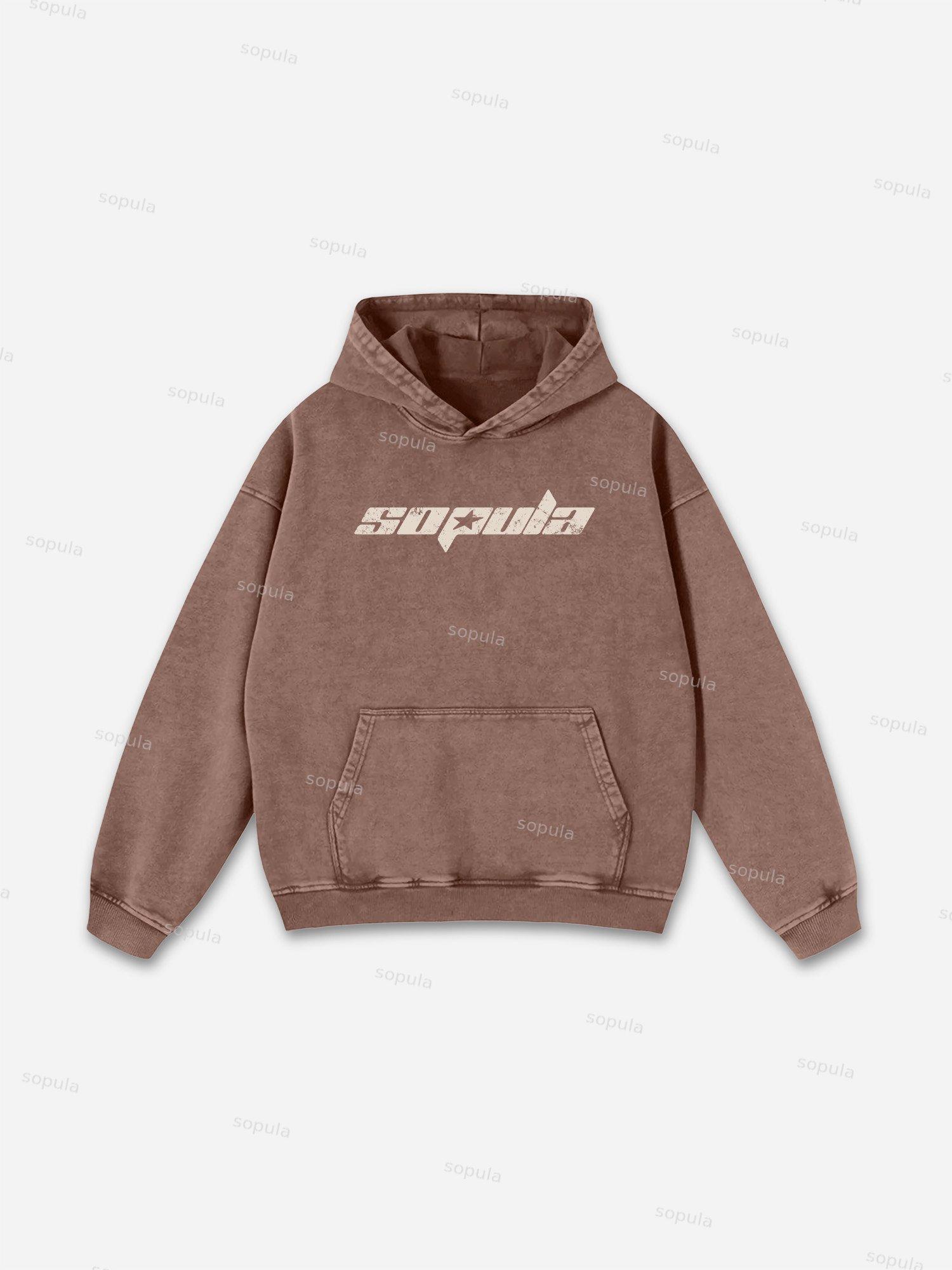 Sopula Basic Graphic Washed Hoodie Product Image
