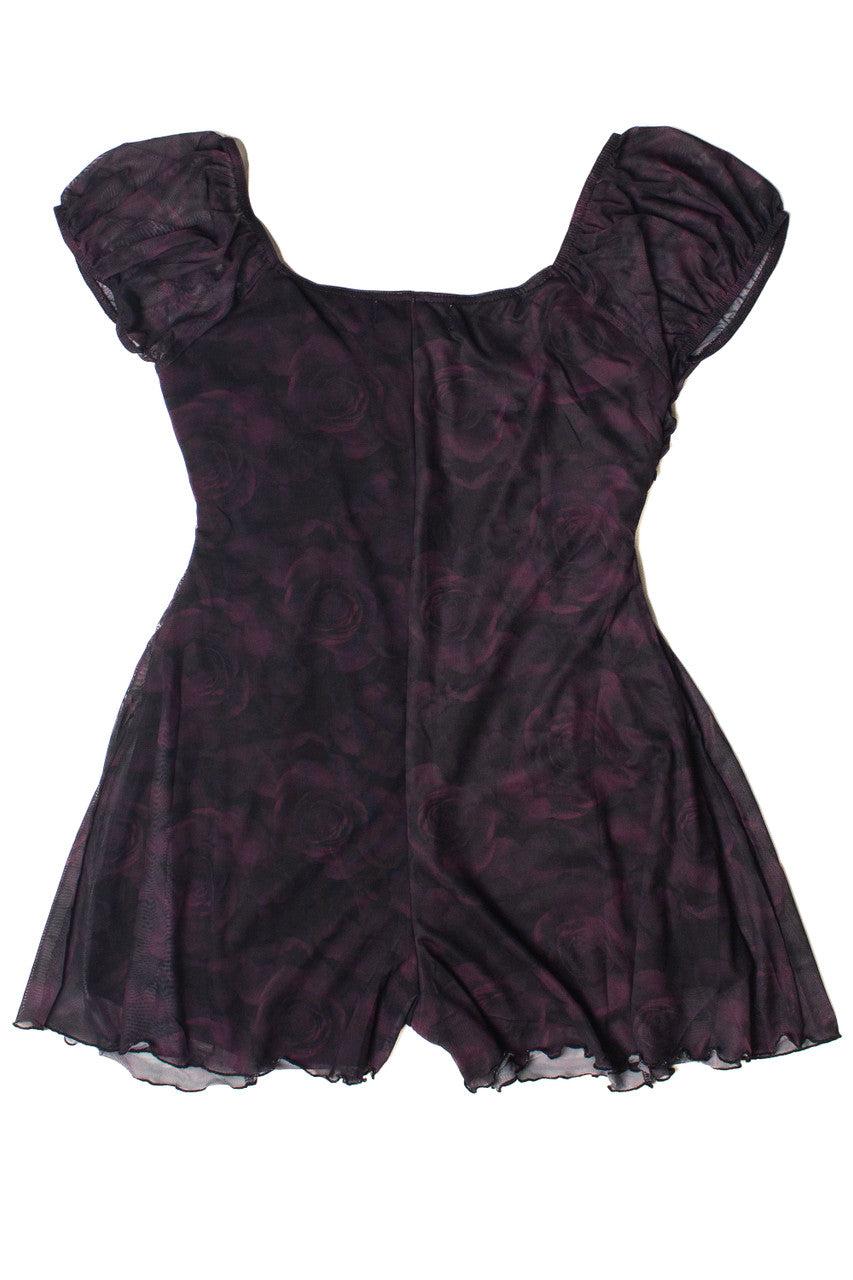 Mesh Ruched Dark Rose Romper Product Image