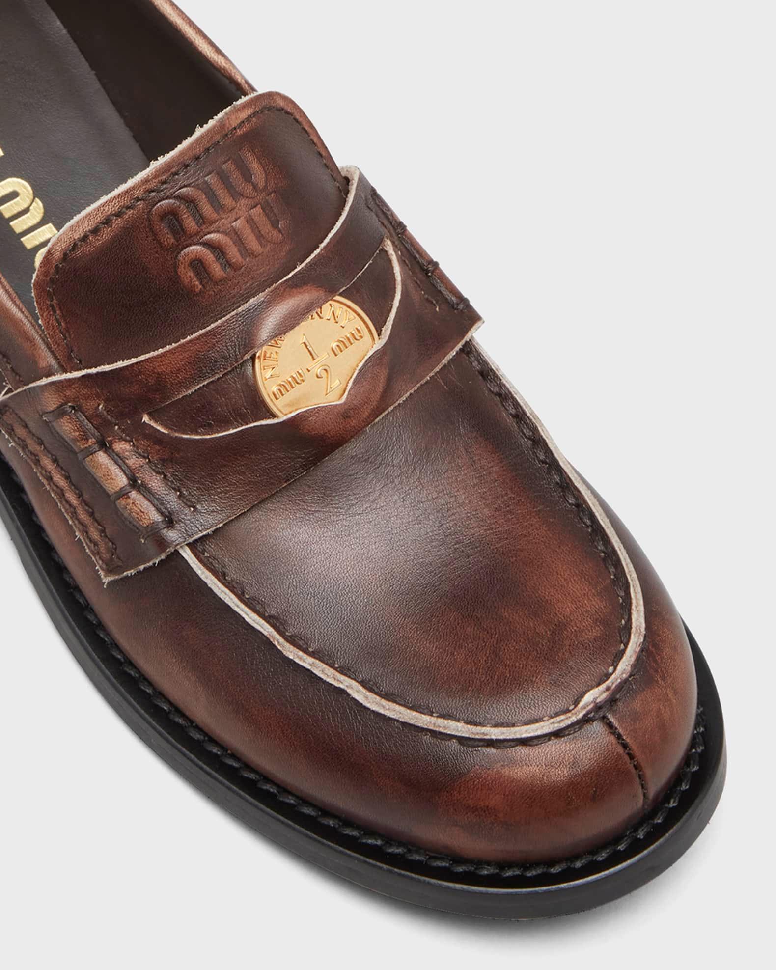 Leather Coin Penny Loafers Product Image