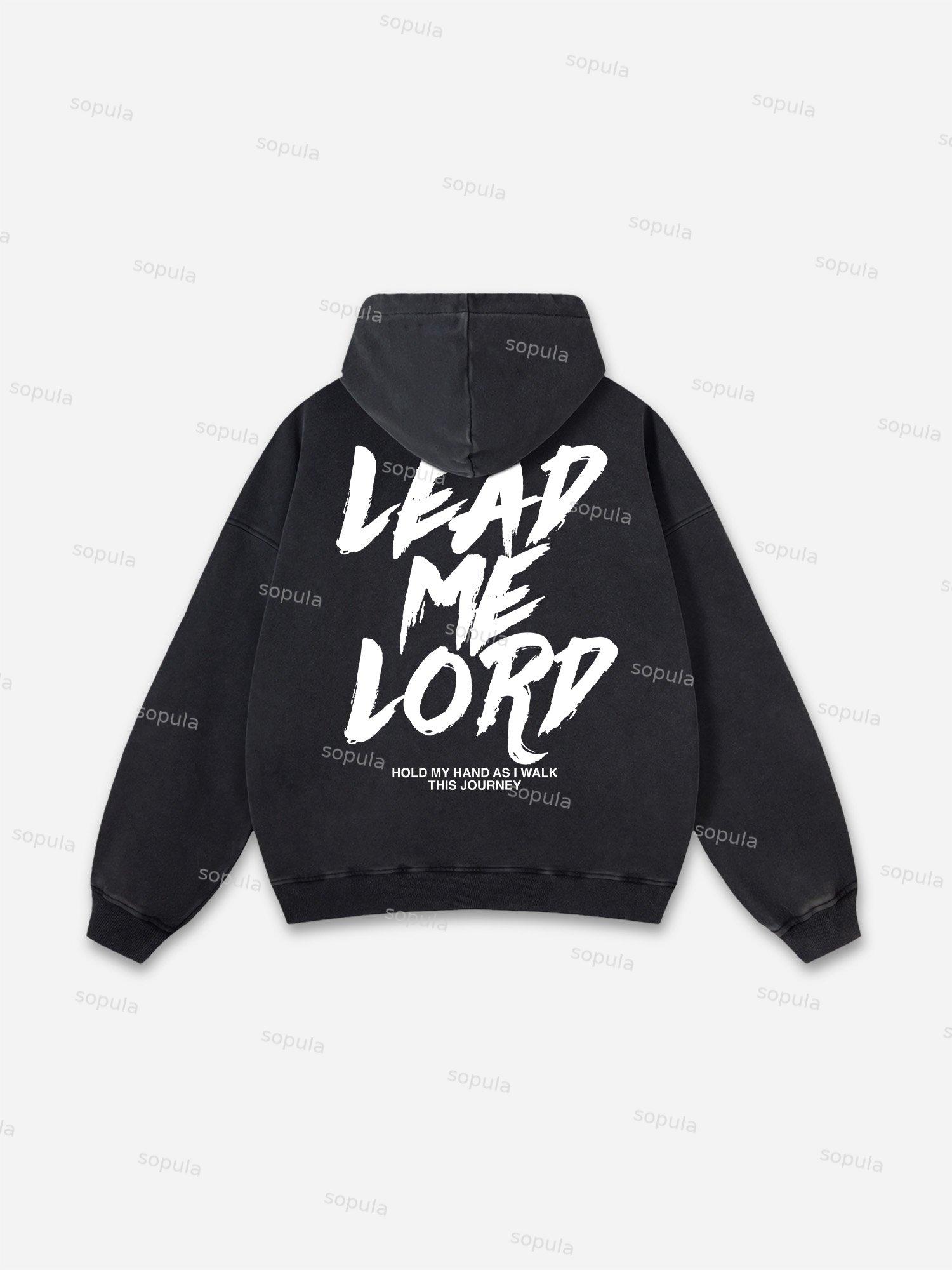 Sopula Lead Me Lord Slogan Graphic Washed Hoodie Product Image