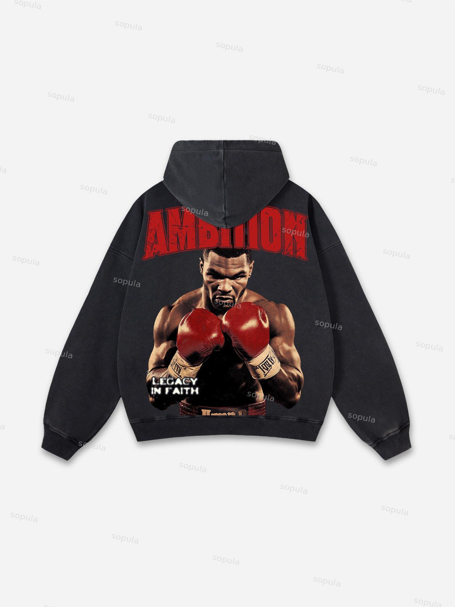 Ambition Legendary Boxer Portrait Graphic Washed Hoodie Product Image