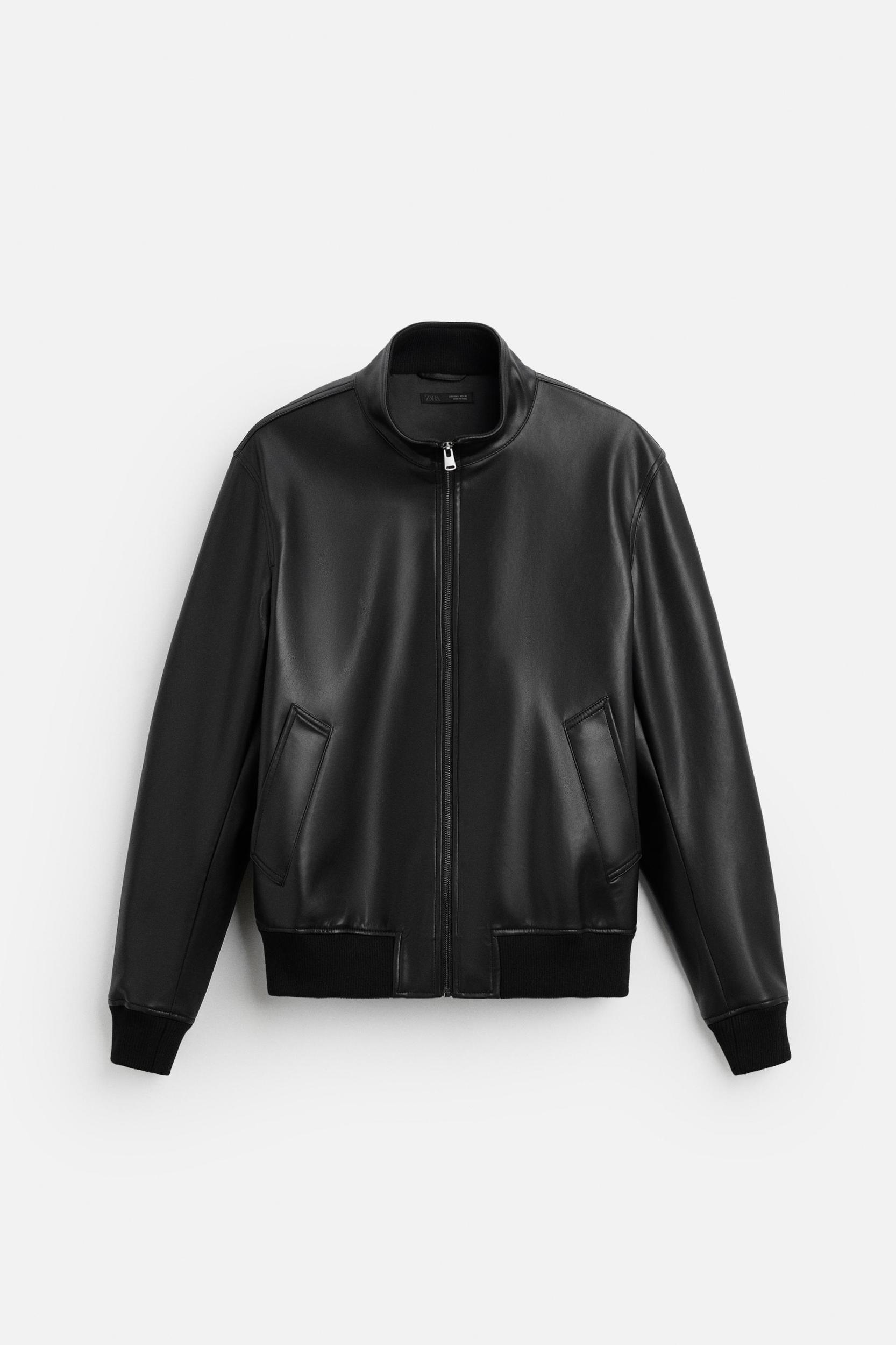 FAUX LEATHER BOMBER JACKET Product Image
