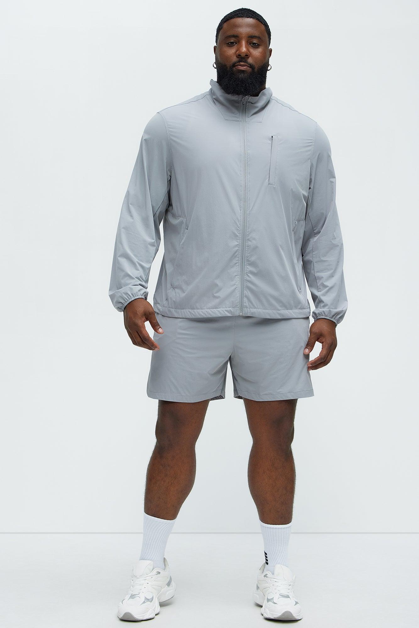 Lightweight Stretch Running Windbreaker Jacket - Grey Product Image