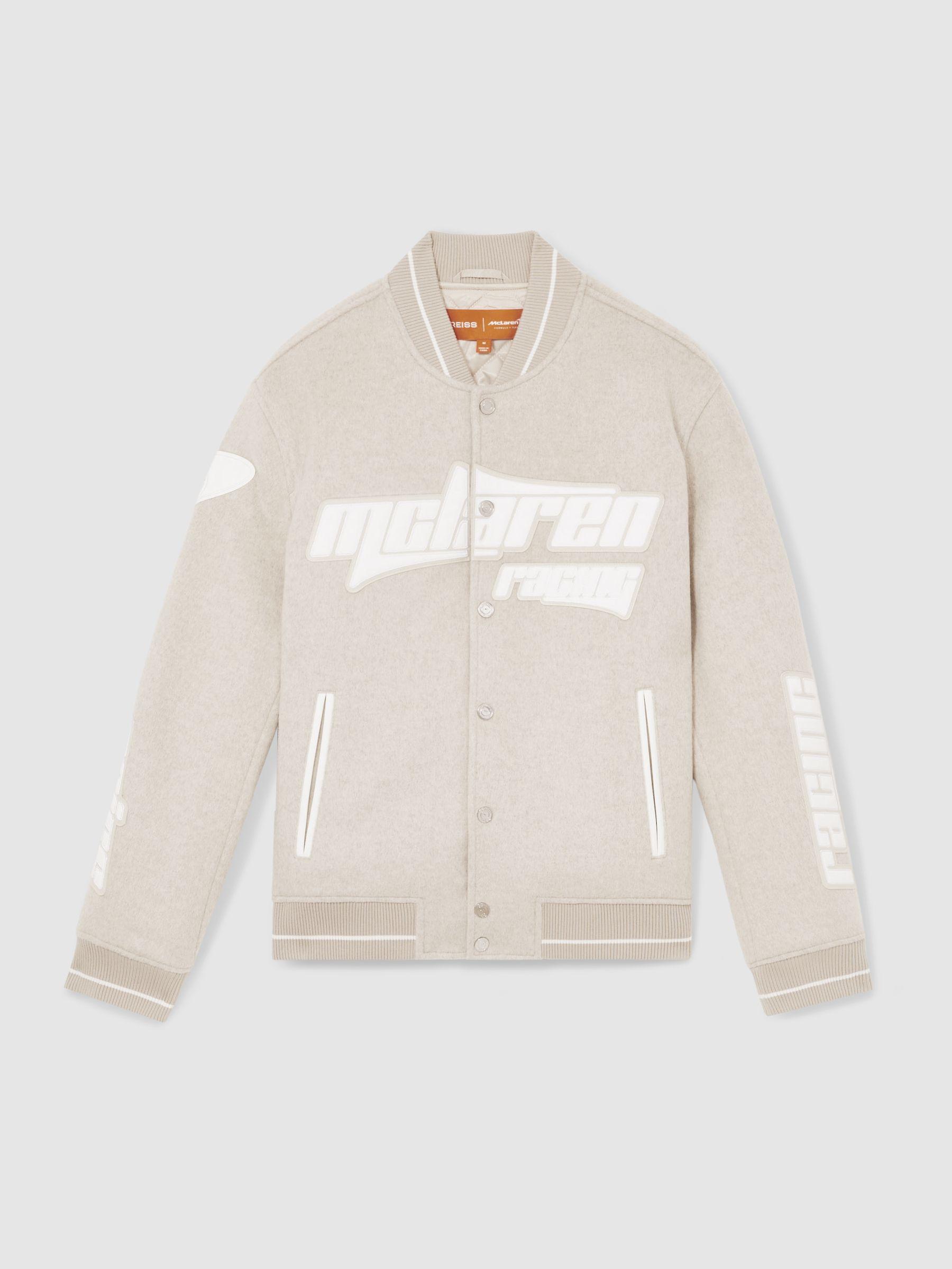McLaren F1 Team Brushed Bomber Jacket in Oatmeal Melange Product Image